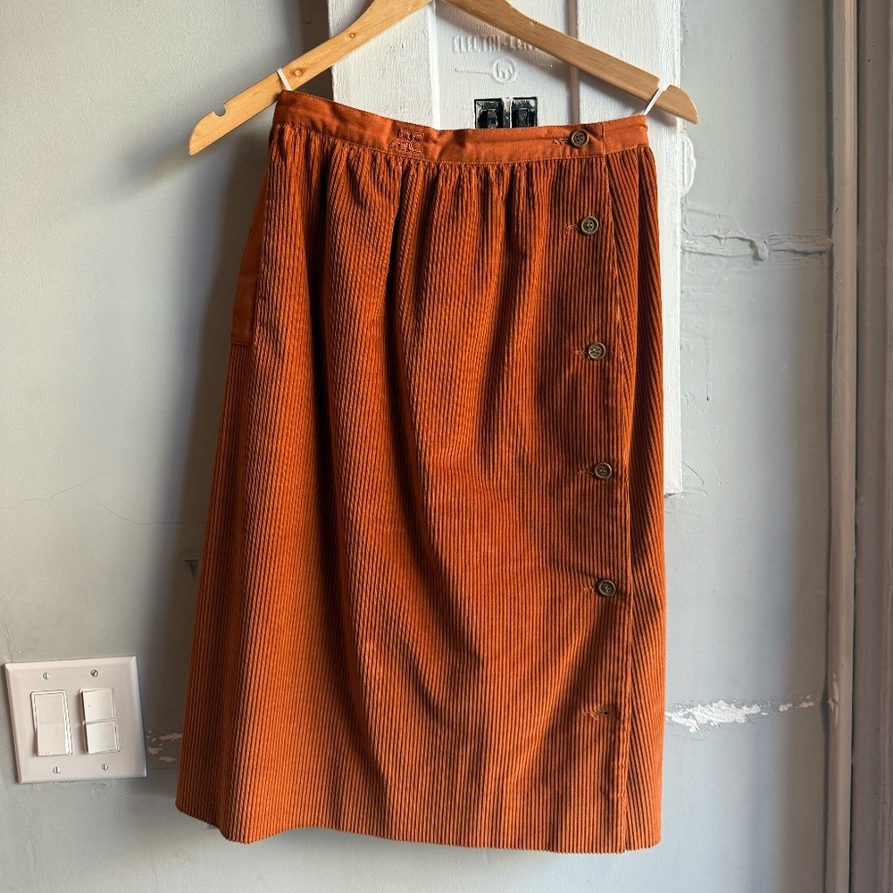 Courreges Orange Corduroy Skirt
